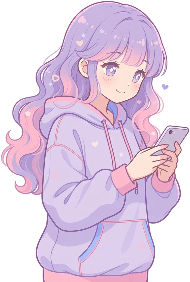 スマホを持つ女の子のイラスト